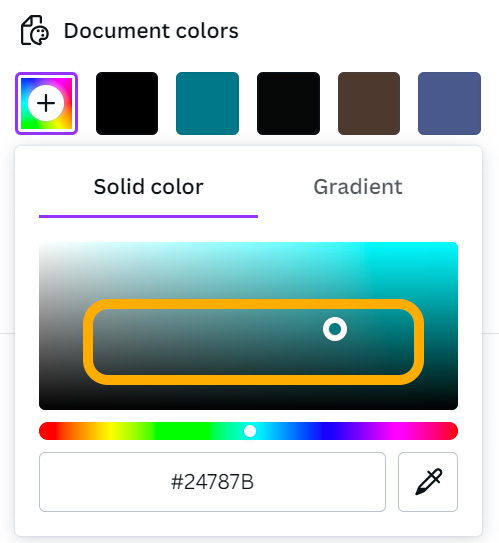 Canva colorfield showing range for dark and moody colors