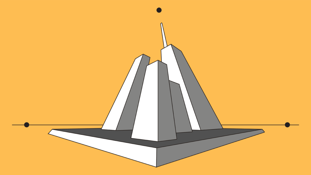 Three point perspective displayed in simple illustration