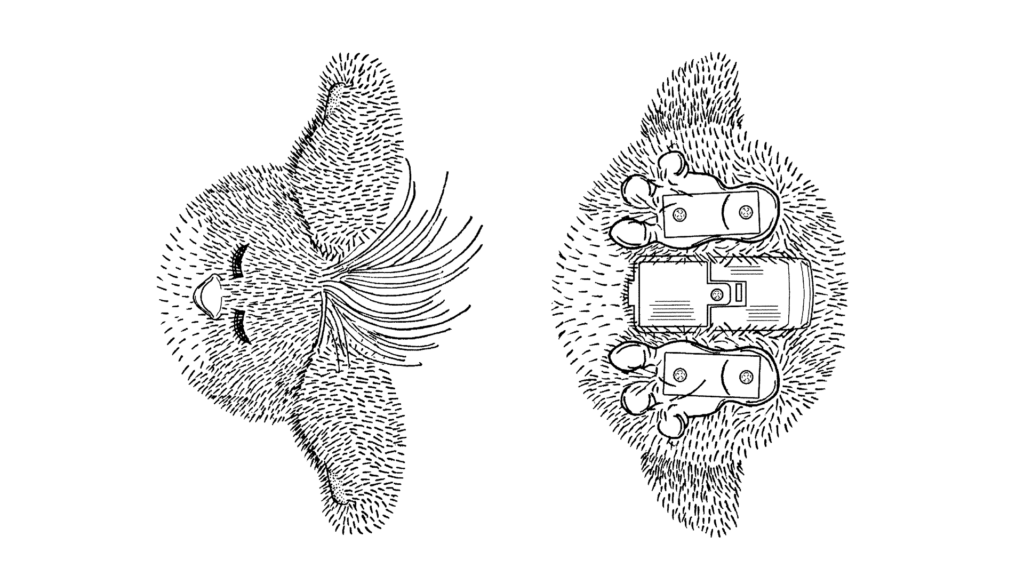 top and bottom views from the Furby II design patent